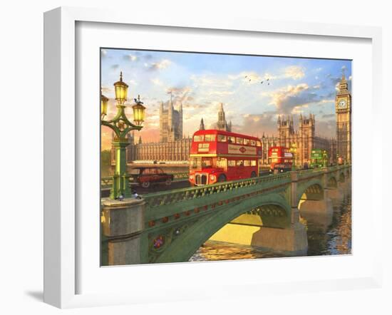 Westminster Bridge Buses-Dominic Davison-Framed Art Print