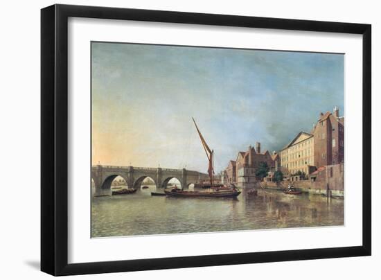 Westminster Bridge in 1747 (Oil on Panel)-Samuel Scott-Framed Giclee Print