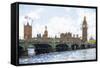 Westminster Bridge - In the Style of Oil Painting-Philippe Hugonnard-Framed Stretched Canvas