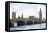 Westminster Bridge - In the Style of Oil Painting-Philippe Hugonnard-Framed Stretched Canvas