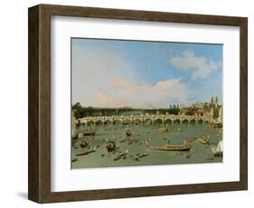 Westminster Bridge, London, with the Lord Mayor's Procession on the Thames-Canaletto-Framed Giclee Print