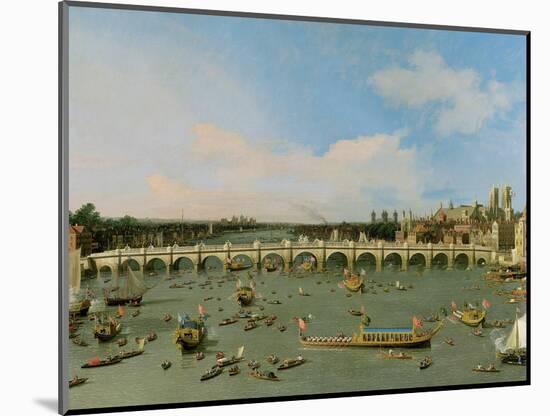 Westminster Bridge, London, with the Lord Mayor's Procession on the Thames-Canaletto-Mounted Giclee Print