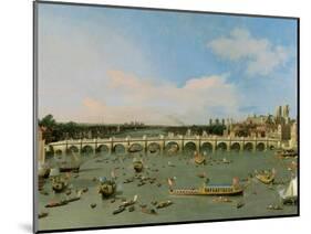 Westminster Bridge, London, with the Lord Mayor's Procession on the Thames-Canaletto-Mounted Giclee Print