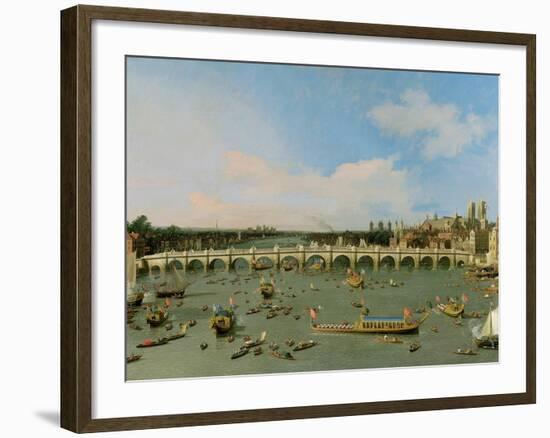 Westminster Bridge, London, with the Lord Mayor's Procession on the Thames-Canaletto-Framed Giclee Print