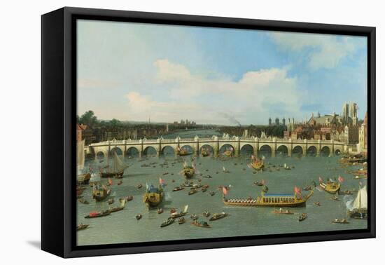 Westminster Bridge, London, with the Lord Mayor's Procession on the Thames-Canaletto-Framed Stretched Canvas