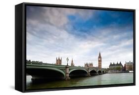 Westminster Bridge over the Thames with the Big Ben and the City of Westminster on the Background-Felipe Rodriguez-Framed Stretched Canvas
