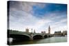 Westminster Bridge over the Thames with the Big Ben and the City of Westminster on the Background-Felipe Rodriguez-Stretched Canvas