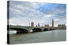 Westminster Bridge over the Thames with the Big Ben and the City of Westminster on the Background-Felipe Rodriguez-Stretched Canvas