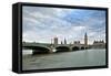 Westminster Bridge over the Thames with the Big Ben and the City of Westminster on the Background-Felipe Rodriguez-Framed Stretched Canvas