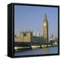 Westminster Bridge, the River Thames, Big Ben and the Houses of Parliament, London, England, UK-Roy Rainford-Framed Stretched Canvas