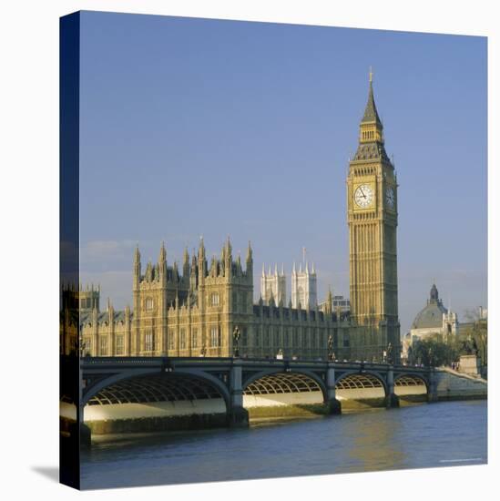 Westminster Bridge, the River Thames, Big Ben and the Houses of Parliament, London, England, UK-Roy Rainford-Stretched Canvas