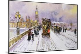 Westminster Bridge under Snow-John Sutton-Mounted Giclee Print