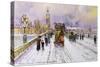 Westminster Bridge under Snow-John Sutton-Stretched Canvas