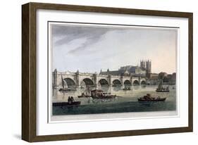 Westminster Bridge, Westminster Abbey and Westminster Hall, London, 1789-Joseph Constantine Stadler-Framed Giclee Print