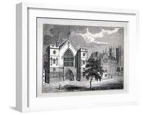 Westminster Hall from New Palace Yard with a View of Westminster Abbey, London, C1820-W Hughes-Framed Giclee Print