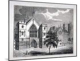 Westminster Hall from New Palace Yard with a View of Westminster Abbey, London, C1820-W Hughes-Mounted Giclee Print