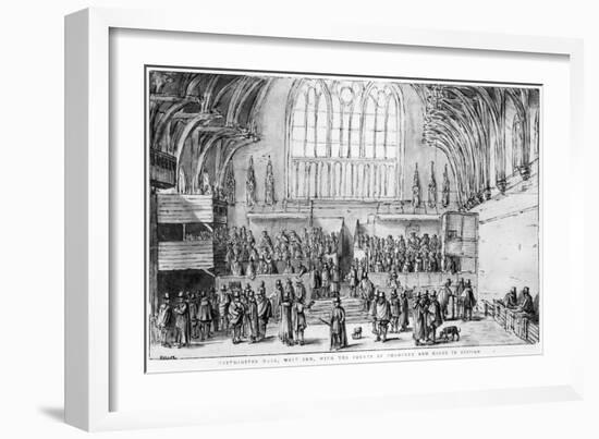 Westminster Hall, West End, with the Courts of Chancery and Kings in Session-Wenceslaus Hollar-Framed Giclee Print