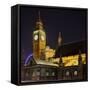 Westminster Palace, Big Ben, at Night, London, England, Great Britain-Rainer Mirau-Framed Stretched Canvas