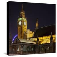 Westminster Palace, Big Ben, at Night, London, England, Great Britain-Rainer Mirau-Stretched Canvas