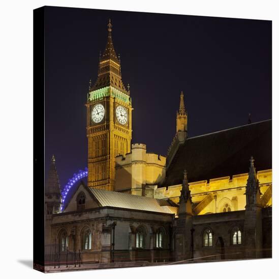 Westminster Palace, Big Ben, at Night, London, England, Great Britain-Rainer Mirau-Stretched Canvas