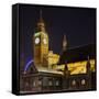 Westminster Palace, Big Ben, at Night, London, England, Great Britain-Rainer Mirau-Framed Stretched Canvas