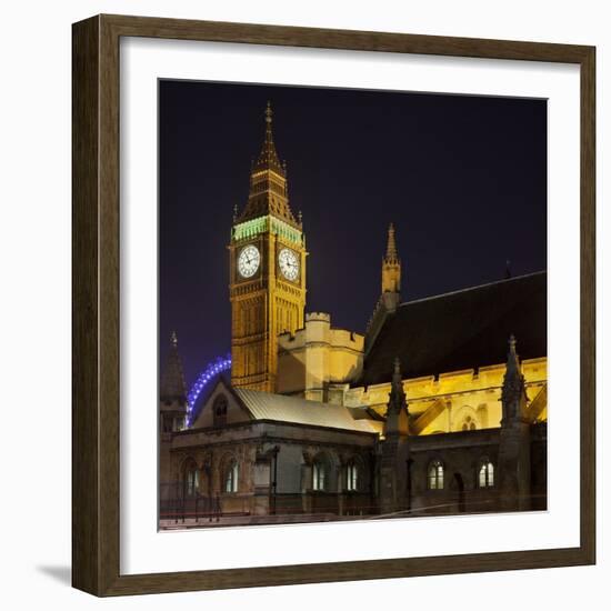 Westminster Palace, Big Ben, at Night, London, England, Great Britain-Rainer Mirau-Framed Photographic Print