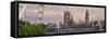Westminster Palace, Big Ben, London Eye, Hungerford Bridge, London, England, Great Britain-Rainer Mirau-Framed Stretched Canvas
