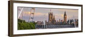 Westminster Palace, Big Ben, London Eye, Hungerford Bridge, London, England, Great Britain-Rainer Mirau-Framed Photographic Print