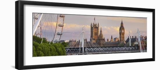 Westminster Palace, Big Ben, London Eye, Hungerford Bridge, London, England, Great Britain-Rainer Mirau-Framed Photographic Print