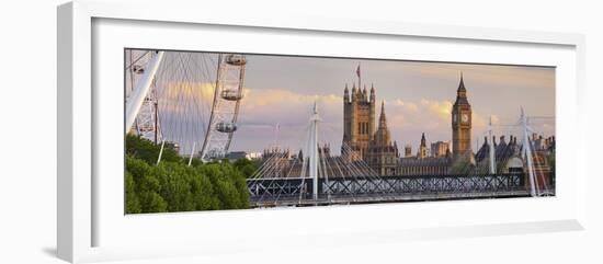 Westminster Palace, Big Ben, London Eye, Hungerford Bridge, London, England, Great Britain-Rainer Mirau-Framed Photographic Print