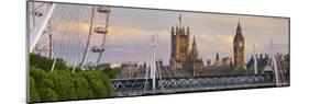 Westminster Palace, Big Ben, London Eye, Hungerford Bridge, London, England, Great Britain-Rainer Mirau-Mounted Photographic Print