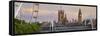 Westminster Palace, Big Ben, London Eye, Hungerford Bridge, London, England, Great Britain-Rainer Mirau-Framed Stretched Canvas