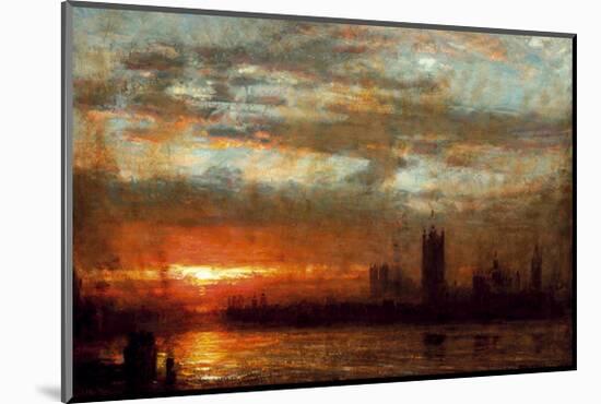 Westminster Sunset, London-Albert Goodwin-Mounted Premium Giclee Print