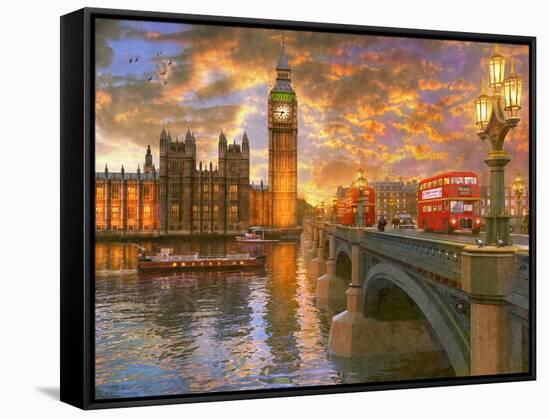 Westminster Sunset-Dominic Davison-Framed Stretched Canvas