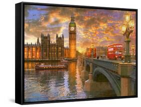 Westminster Sunset-Dominic Davison-Framed Stretched Canvas