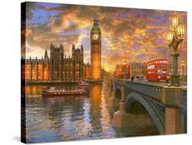 Westminster Sunset-Dominic Davison-Stretched Canvas