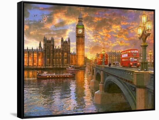 Westminster Sunset-Dominic Davison-Framed Stretched Canvas