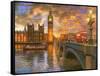Westminster Sunset-Dominic Davison-Framed Stretched Canvas