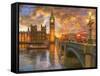 Westminster Sunset-Dominic Davison-Framed Stretched Canvas