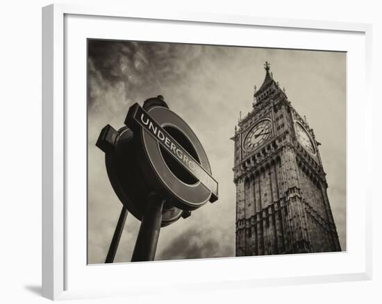 Westminster Underground Sign - Subway Station Sign - Big Ben - City of London - UK - England-Philippe Hugonnard-Framed Photographic Print