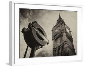 Westminster Underground Sign - Subway Station Sign - Big Ben - City of London - UK - England-Philippe Hugonnard-Framed Photographic Print