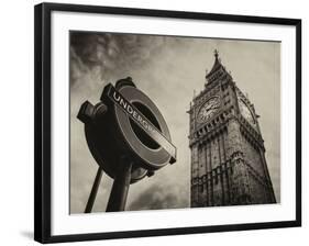 Westminster Underground Sign - Subway Station Sign - Big Ben - City of London - UK - England-Philippe Hugonnard-Framed Photographic Print