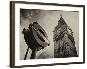 Westminster Underground Sign - Subway Station Sign - Big Ben - City of London - UK - England-Philippe Hugonnard-Framed Photographic Print