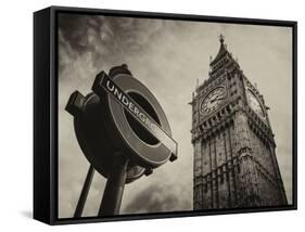 Westminster Underground Sign - Subway Station Sign - Big Ben - City of London - UK - England-Philippe Hugonnard-Framed Stretched Canvas