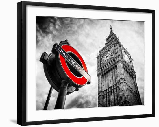 Westminster Underground Sign - Subway Station Sign - Big Ben - City of London - UK - England-Philippe Hugonnard-Framed Premium Photographic Print