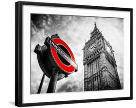 Westminster Underground Sign - Subway Station Sign - Big Ben - City of London - UK - England-Philippe Hugonnard-Framed Photographic Print