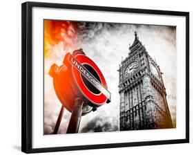 Westminster Underground Sign - Subway Station Sign - Big Ben - City of London - UK - England-Philippe Hugonnard-Framed Photographic Print