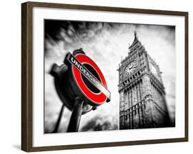 Westminster Underground Sign - Subway Station Sign - Big Ben - City of London - UK - England-Philippe Hugonnard-Framed Photographic Print