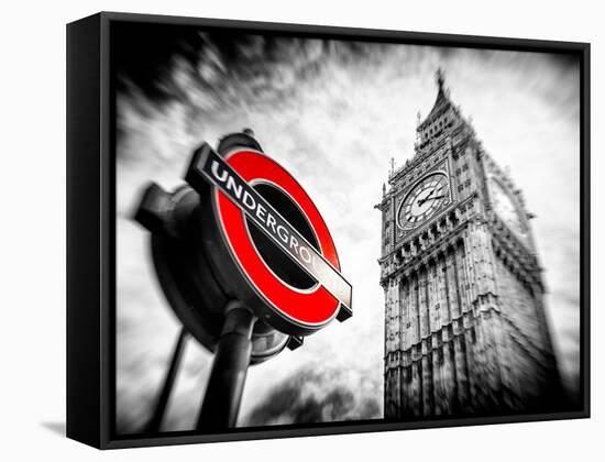 Westminster Underground Sign - Subway Station Sign - Big Ben - City of London - UK - England-Philippe Hugonnard-Framed Stretched Canvas