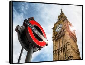 Westminster Underground Sign - Subway Station Sign - Big Ben - City of London - UK - England-Philippe Hugonnard-Framed Stretched Canvas